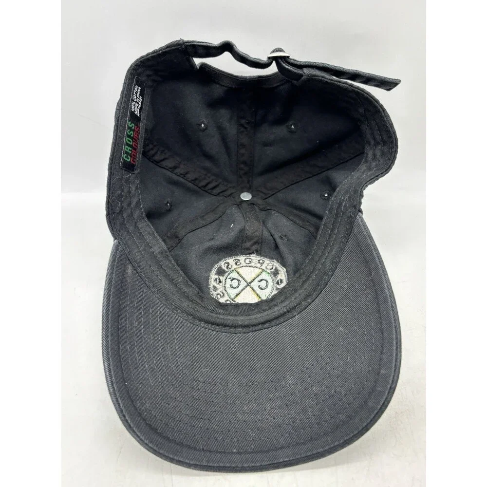 Cross Colours Vintage Style Embroidered Circle Logo Black Dad Hat Strapback